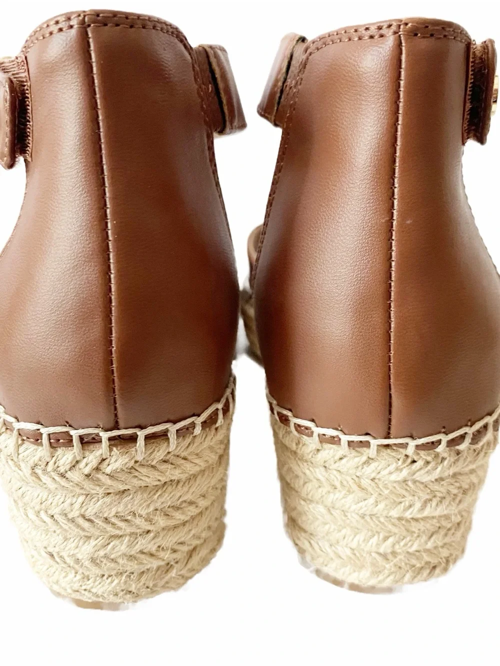 Giani Bernini CAYLAA wedge espadrille sandal saddle brown smooth vegan leather